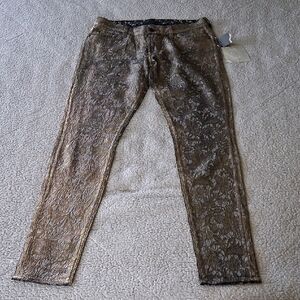 New 7 For All Mankind Gold Lace Skinny Jeans